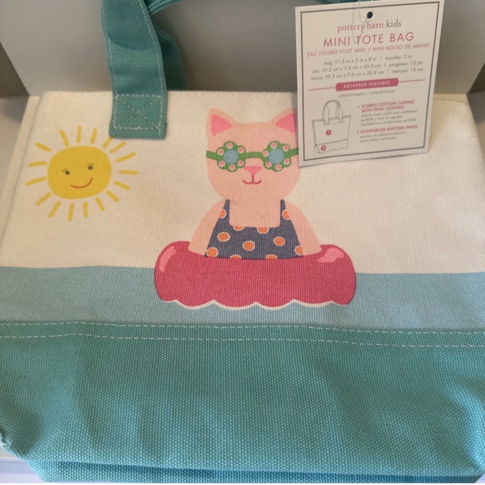 Pottery Barn Mini Tote Bag Cat In Pool Float - Picture 7 of 9